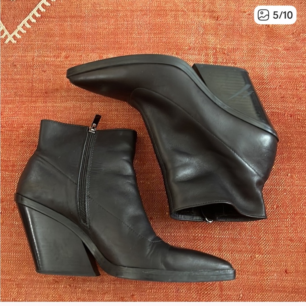Zara black leather ankle booties